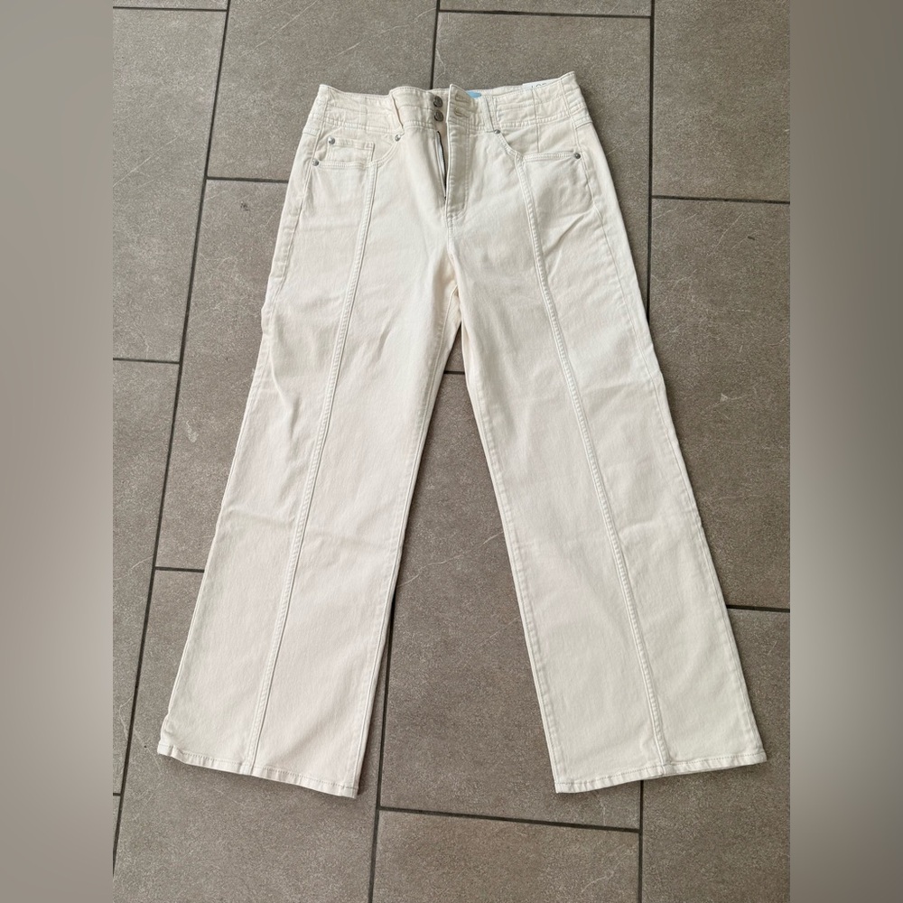 LOFT Cream Flare & Wide Leg Jeans